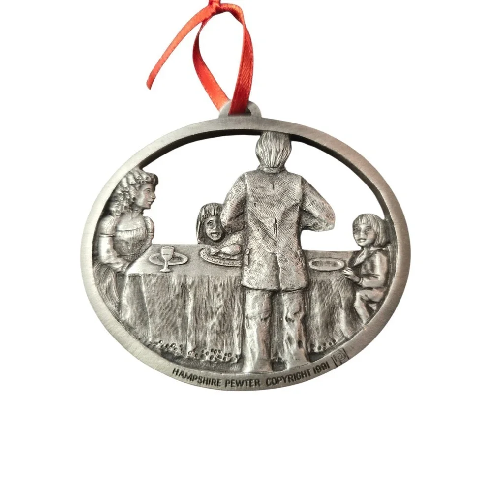 Hampshire Pewter Copyright‎ 1991 Family Dinner Scene Christmas Ornament